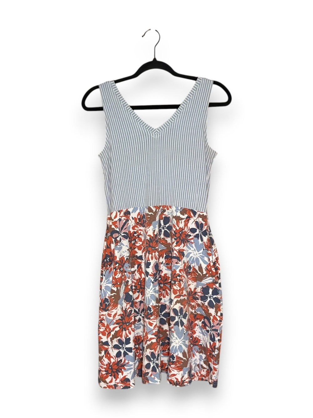 Pact Floral & Striped Sleeveless Mini Dress Medium Small Twee Summer Feminine